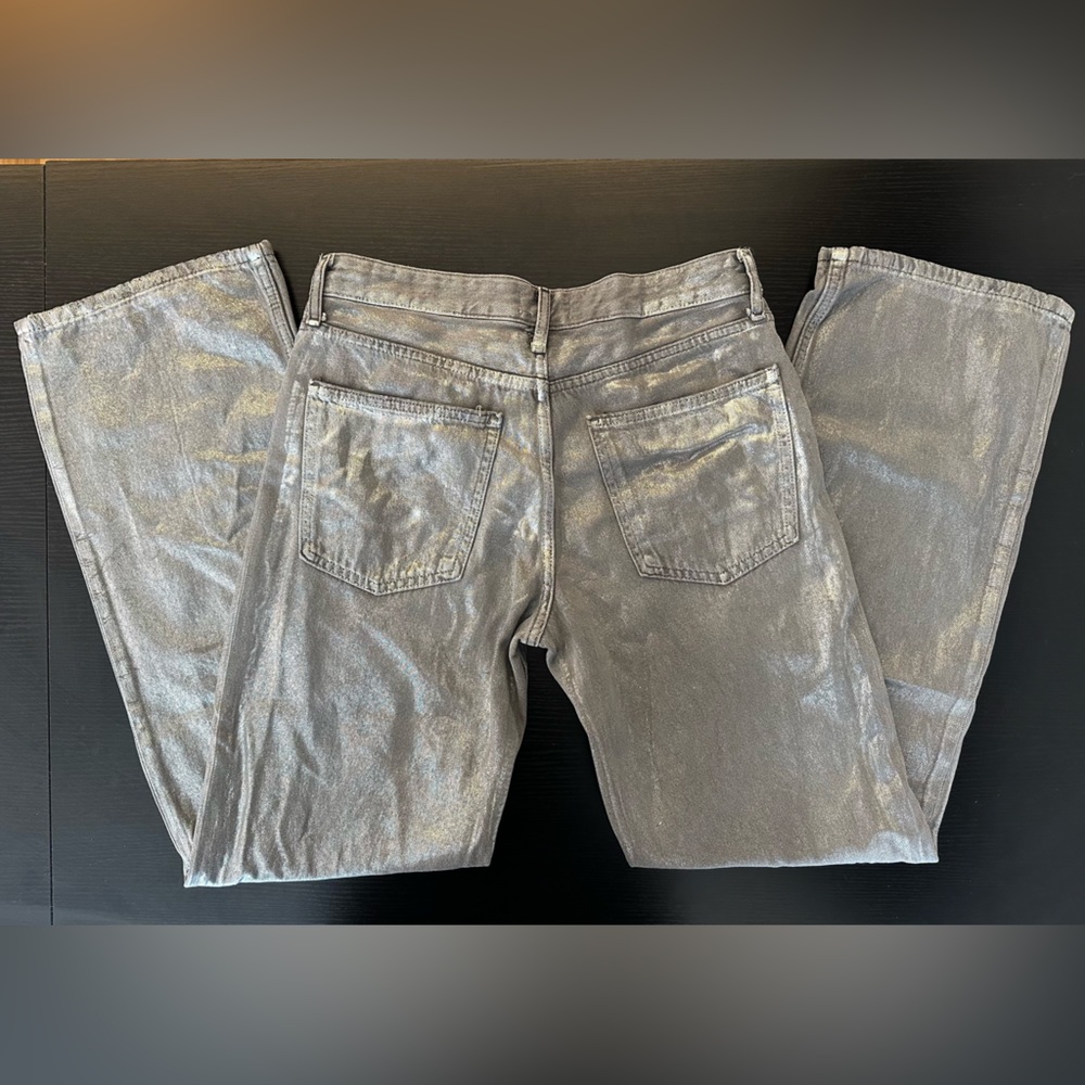 Zara Metallic Silver Boyfriend Jeans - Picture 3 of 7